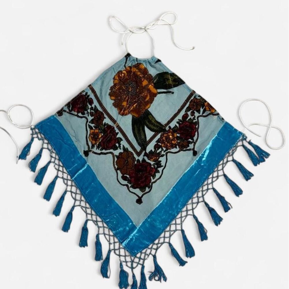 Beaded Silk Scarf Halter Top
